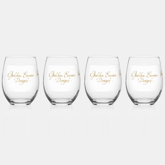 Vaso con diseño dorado ステムなしワイングラス (正面)