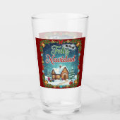 Vaso de Vidrio Navideño Feliz Navidad con Casita タンブラーグラス (正面)