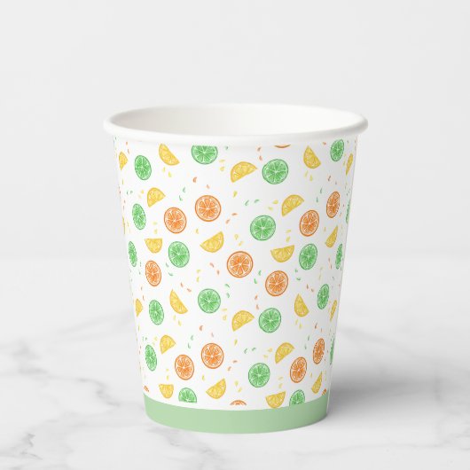 Vasos de papel cítricos borde verde 紙コップ (裏面)