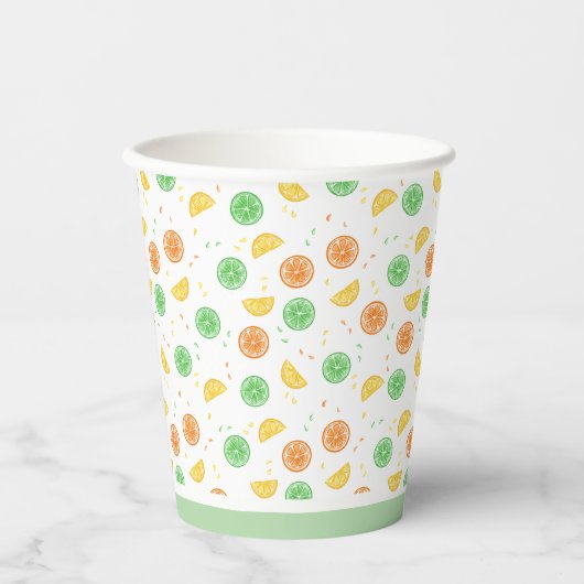 Vasos de papel cítricos borde verde 紙コップ (正面)