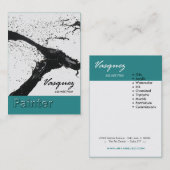 Vasquez -はっきりしたなペインターの芸術家のイラストレーター(ティール(緑がかった色)) 名刺 (正面/裏面)