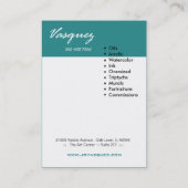 Vasquez -はっきりしたなペインターの芸術家のイラストレーター(ティール(緑がかった色)) 名刺 (裏面)