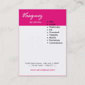 Vasquez -はっきりしたな芸術家ペインターのイラストレーターの暗い赤紫色 名刺 (裏面)