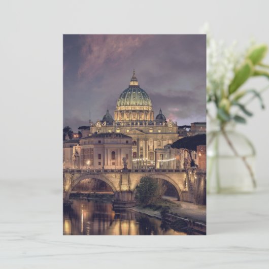 Vatican night sky destination wedding Rome Italy 招待状 (スタンド正面)