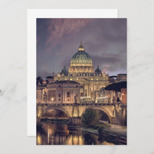 Vatican night sky destination wedding Rome Italy 招待状 (正面/裏面)