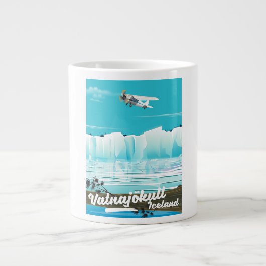 Vatnajökull アイスランド旅行ポスター ジャンボコーヒーマグカップ (正面)