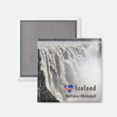 Vatnajokull NPのデティフォス滝 – アイスランド マグネット (正面/裏面)