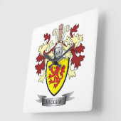 Vaughn Family Crest Coat of Arms スクエア壁時計 (傾斜)