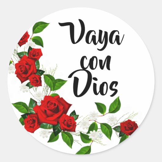 Vaya Con Diosスペインの Red Roses Go With God ラウンドシール (正面)