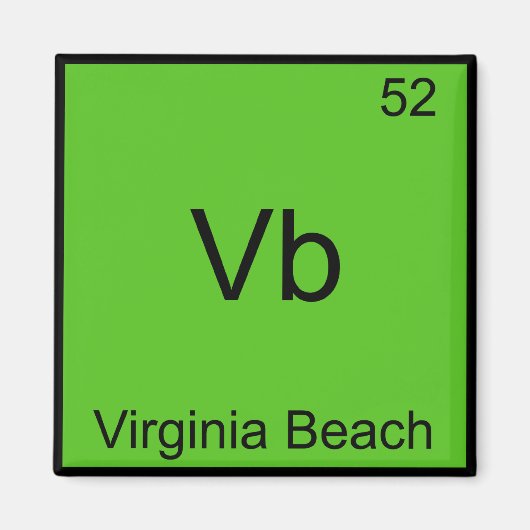 Vb - バージニアビーチの街 化学元素記号 マグネット (正面)