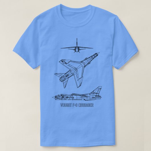 Vbed F8十字軍アメリカンジェット飛行機ブループリントDi Tシャツ (デザイン正面)