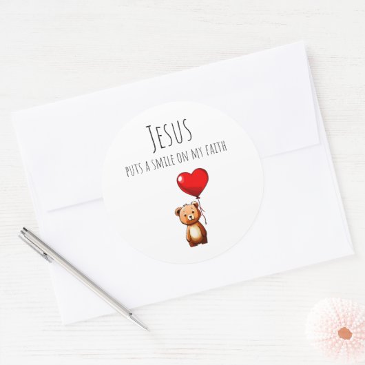 VBSイエスは私の信仰の丸いステッカーにスマイルを貼る ラウンドシール (封筒)