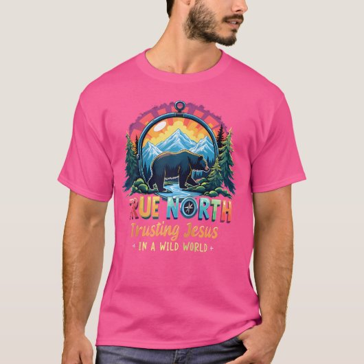 Vbs 2025 トゥルー・ノース イエスへの信頼 キリスト教の夏 tシャツ (正面)