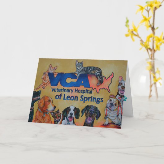 VCAの獣医の病院の挨拶状 カード (黄色い花)