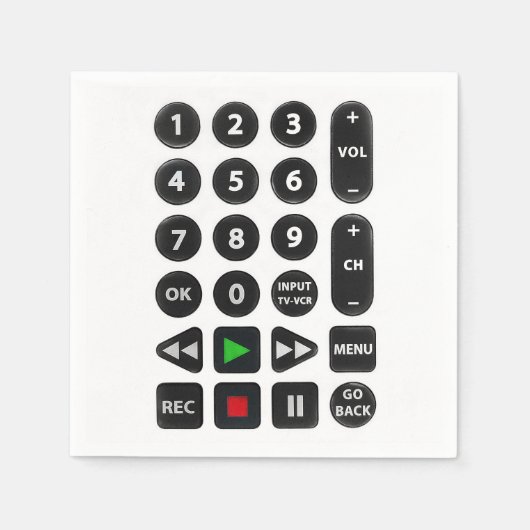 VCRボタン付きテレビリモコン   スタンダードカクテルナプキン (正面)