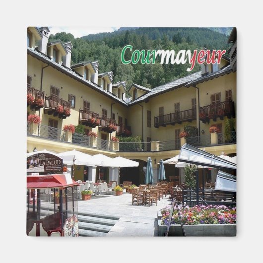 VDA029 COURMAYEUR Square, Aosta Valley,冷蔵庫 マグネット (正面)