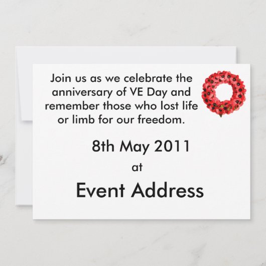 VE日のお祝いの招待 招待状 (裏面)