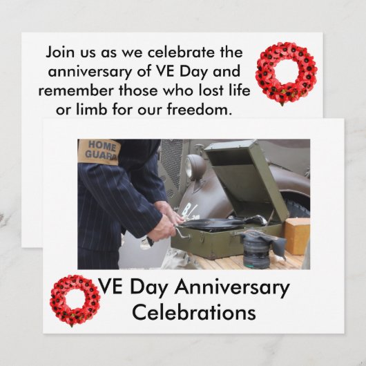 VE日のお祝いの招待 招待状 (正面/裏面)