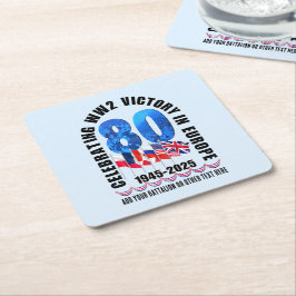 VE DAY 80th Anniversary Victory in Europe第2次世界大戦 スクエアペーパーコースター