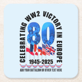 VE DAY 80th Anniversary Victory in Europe第2次世界大戦 スクエアペーパーコースター