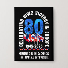 VE DAY 80th Anniversary Victory in Europe第2次世界大戦 缶バッジ
