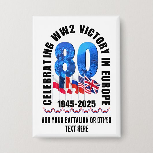 VE DAY 80th Anniversary Victory in Europe第2次世界大戦 缶バッジ (正面)