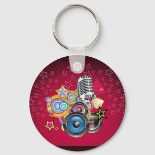 Vector-Music-Background-with-Speaker-and-Microphon キーホルダー