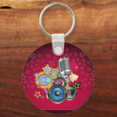 Vector-Music-Background-with-Speaker-and-Microphon キーホルダー (正面)