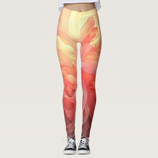 Vector Ombre Fluid Coral Flame Leggings レギンス (正面)