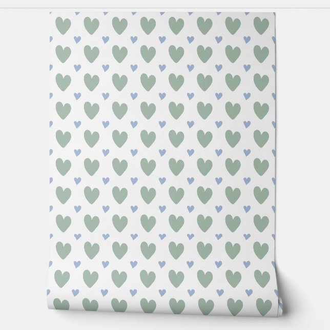 vector seamless pattern hearts in blue and mint 壁紙 (ほどく)