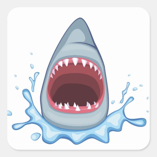 vectorstock_383155 Cartoon Shark Tees hunged スクエアシール (正面)