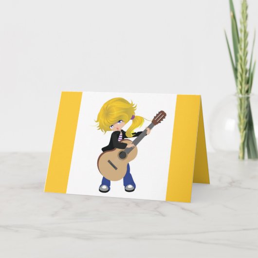 vectorstock_507105かわいいブロンドの女の子のギターの石 カード (正面)