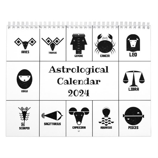 Vedic〔占星術の〕十二宮図シンボル – ジオメトリックラシ型枠 カレンダー (カバー)