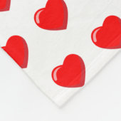 Veel rode hartjes op witte フリースブランケット (角)