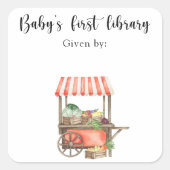 Veg Baby Shower bookplate - baby's first library スクエアシール (正面)