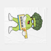 Vegan Broccoli at Music with Guitar フリースブランケット (正面(横))