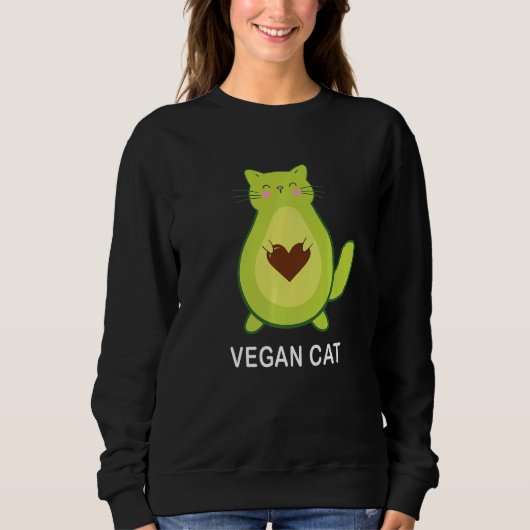 Vegan Cat Vegetarian Cat Avocato Avocat Avogato スウェットシャツ (正面)