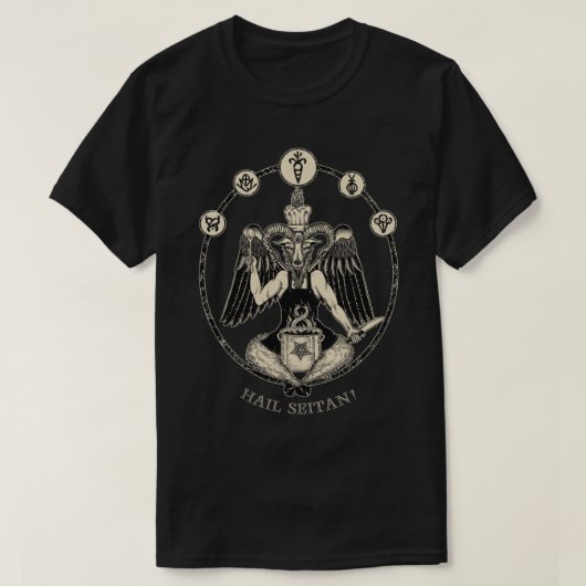 Vegan Chef Baphomet Hail Seitan! Classic T-Shirt Tシャツ (デザイン正面)