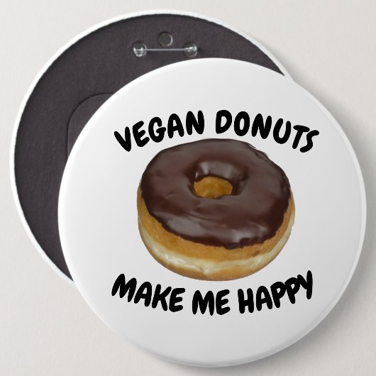 VEGAN DONUTS MAKE ME HAPPY 缶バッジ (正面&裏面)