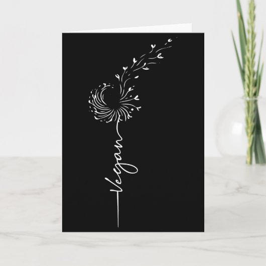 Vegan Lifestyle Dandelion Line Art Vegan Plant カード (正面)