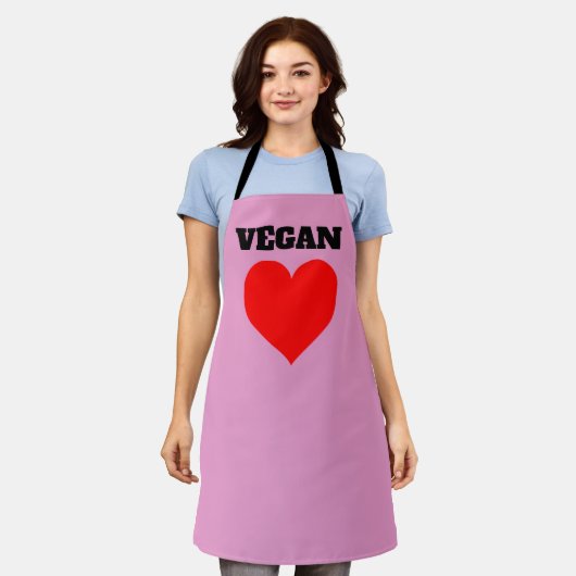VEGAN PINK KITCHEN APRON エプロン (着用した状態)