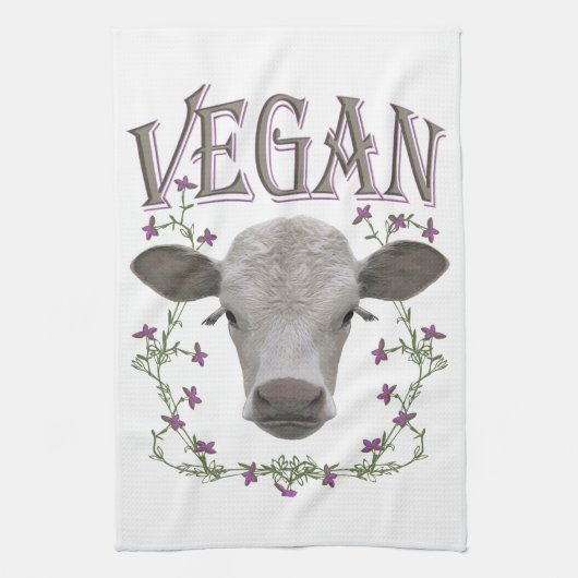 Vegan - Tiere wollen leben キッチンタオル (縦)