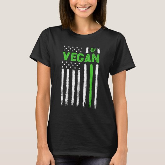Vegan USA American Flag Vegetarian Farming Vegan 4 Tシャツ (正面)