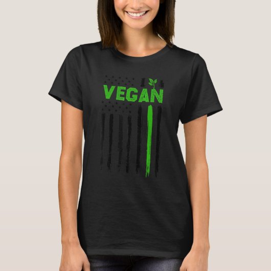Vegan USA American Flag Vegetarian Farming Vegan 4 Tシャツ (正面)
