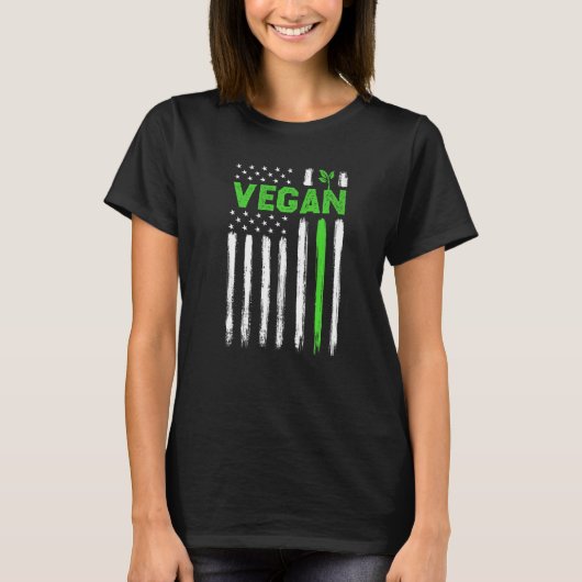Vegan USA American Flag Vegetarian Farming Vegan 4 Tシャツ (正面)