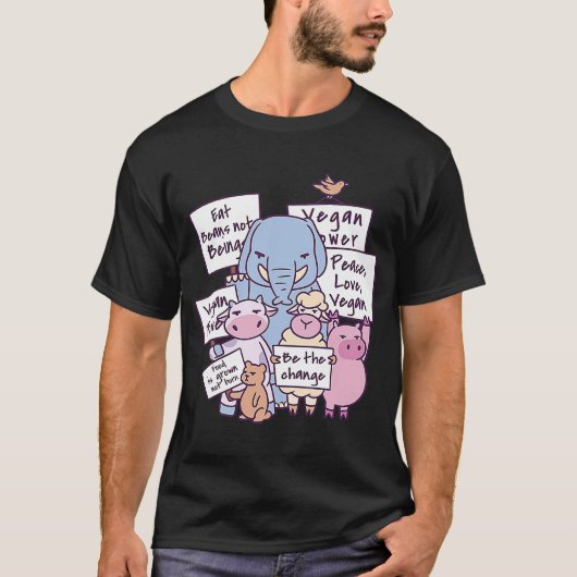 Vegan vegetarian bin vegan  saying tシャツ (正面)
