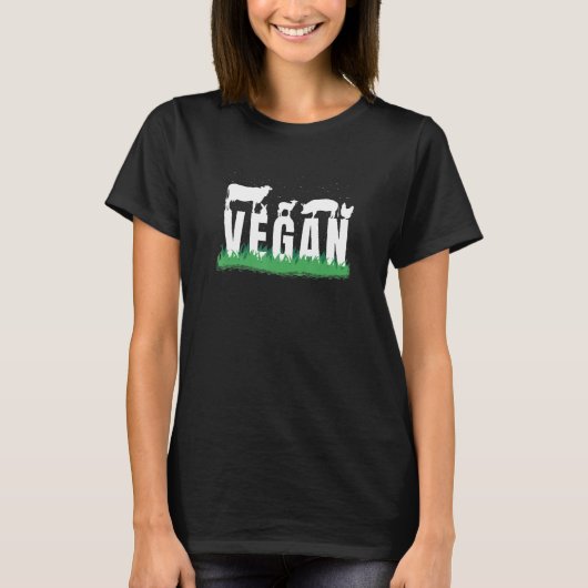 Vegan Vegetarian Food Vegans Friends Cow Pig Chick Tシャツ (正面)