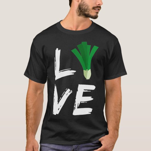 Vegan Vegetarian T shirt Love Green Onions Gardene Tシャツ (正面)