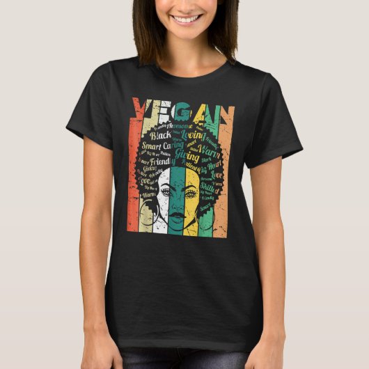 Vegans Black Women Black History Afro African Prid Tシャツ (正面)