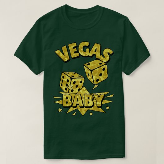 VEGASベビー転がザサイコロ金ゴールドおもしろいベガス引用文 Tシャツ (デザイン正面)